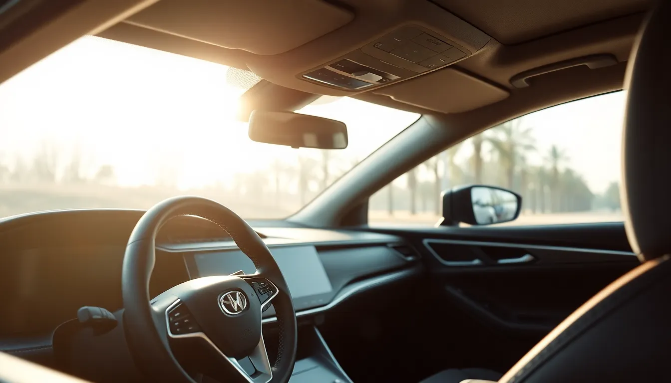 친환경 하이브리드 자동차 주차 이미지