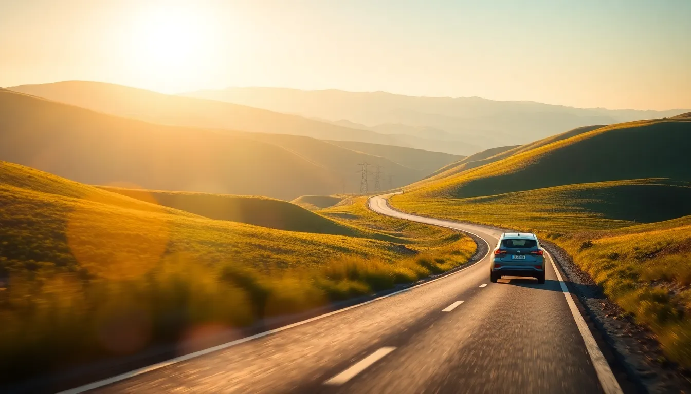 전기차 충전소를 배경으로 한 전기차