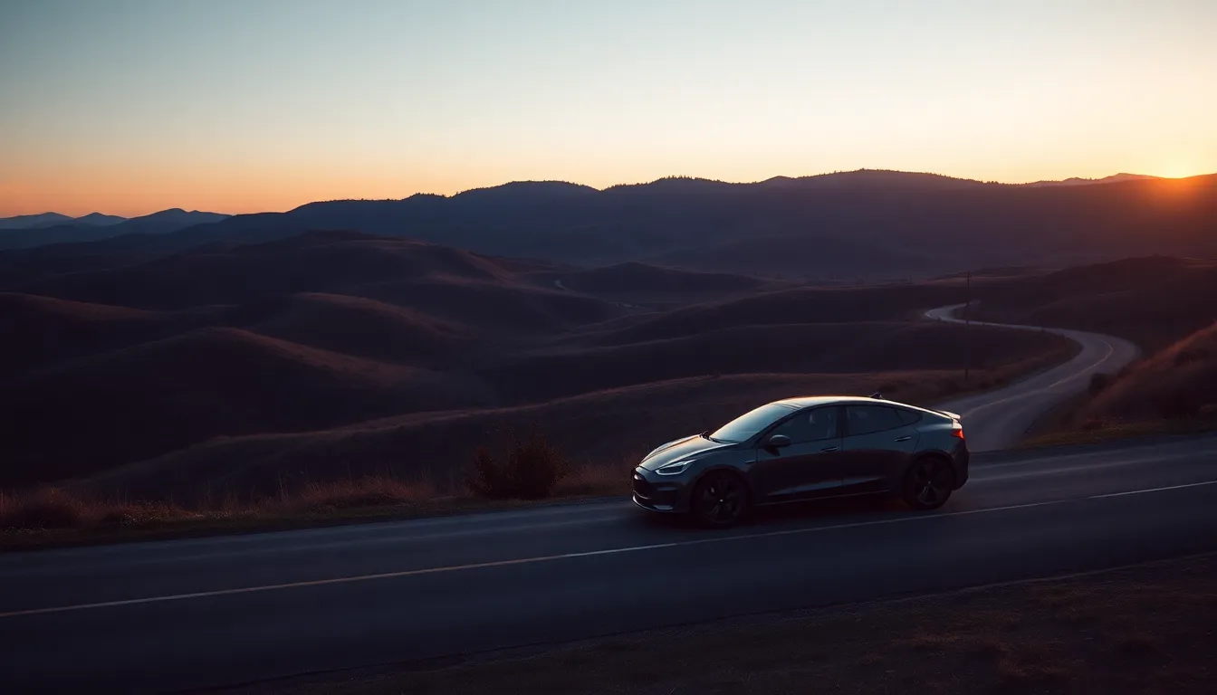 전기차 충전소를 배경으로 한 전기차