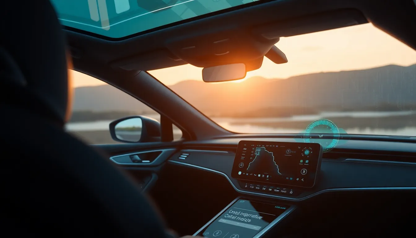 미래 자율주행 자동차가 도심을 주행하는 모습